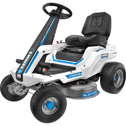 HART 80-Volt 30-inch Deck Lithium-Ion Riding Lawn Mower Kit, (1) Super Charger