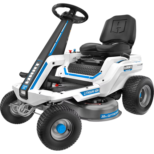 HART 80-Volt 30-inch Deck Lithium-Ion Riding Lawn Mower Kit, (1) Super Charger
