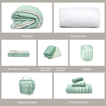 Ravure College Dorm Room Essentials Complete Set, Twin XL Comforter Set, Dorm Bedding, Twin Xl Bed In a Bag Comforter Set with All Dorm Accessories and Bedding, Grey