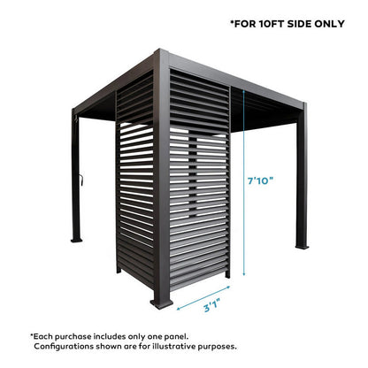 Mirador 10'x10' 111S Outdoor Pergola Accessories-Aluminum Fixed Shutter Wall, Dark Gray