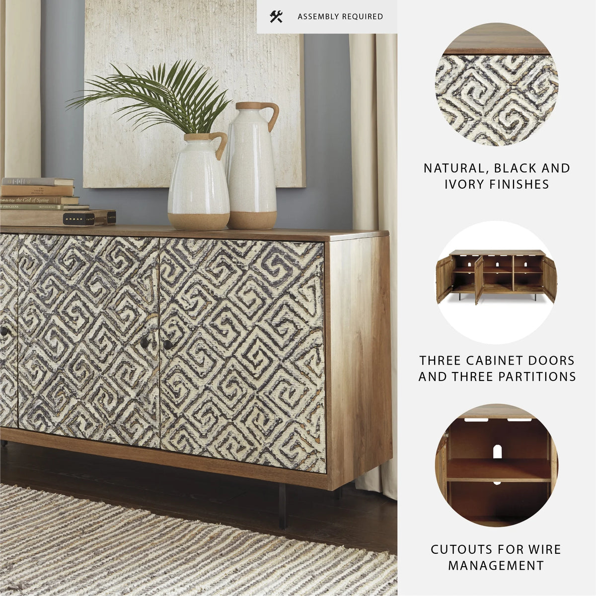 Signature Design by Ashley Contemporary Kerrings Accent Cabinet Brown/Black/White