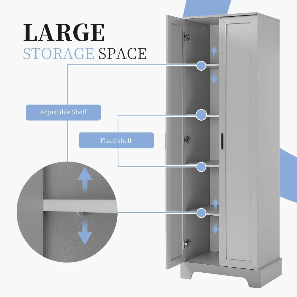 22'' Double Door Storage Cabinet with Adjustable Shelves, High Quality Bathroom Cabinet with  MDF Material, for Living room, Bathroom, Black
