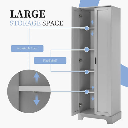 22'' Double Door Storage Cabinet with Adjustable Shelves, High Quality Bathroom Cabinet with  MDF Material, for Living room, Bathroom, Black