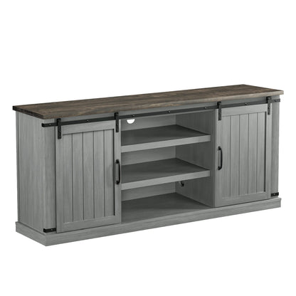 FESTIVO Farmhouse TV Stand for 75" TV, Entertainment Center, Sliding Barn Door TV Stand, 68 inch TV Console Table, Home Living Room Media Console with Adjustable Shelf - Off White