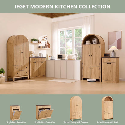 IFGET 71" Tall Arched Kitchen Pantry Storage Cabinet, Large Storage Cabinet with Adjustable Shelves, Pantry Cabinet for Kitchen, Dining Room