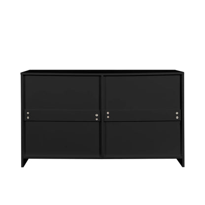 Ktaxon Bedroom Dresser with 6 Drawers, Wooden Double Dresser for Entryway, Wide Storage Cabinet for Living Room, Black