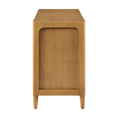 My Texas House Linden Fluted Buffet Cabinet Sideboard with Adjustable Shelves, Warm Brown