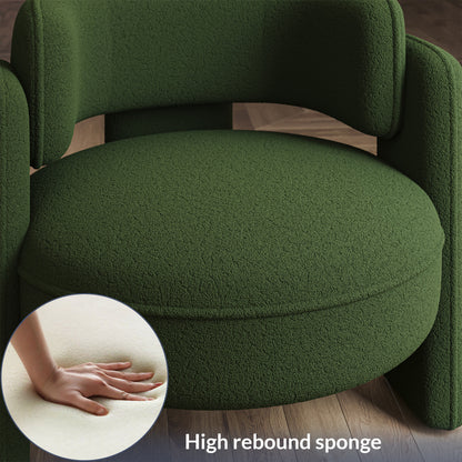 BELLEZE Sherpa Boucle Chair, Modern Barrel Accent Chair Comfy Round Upholstered Armchair Accent Side Chair for Living Room, Bedrooms, Corner - Quinton��White��