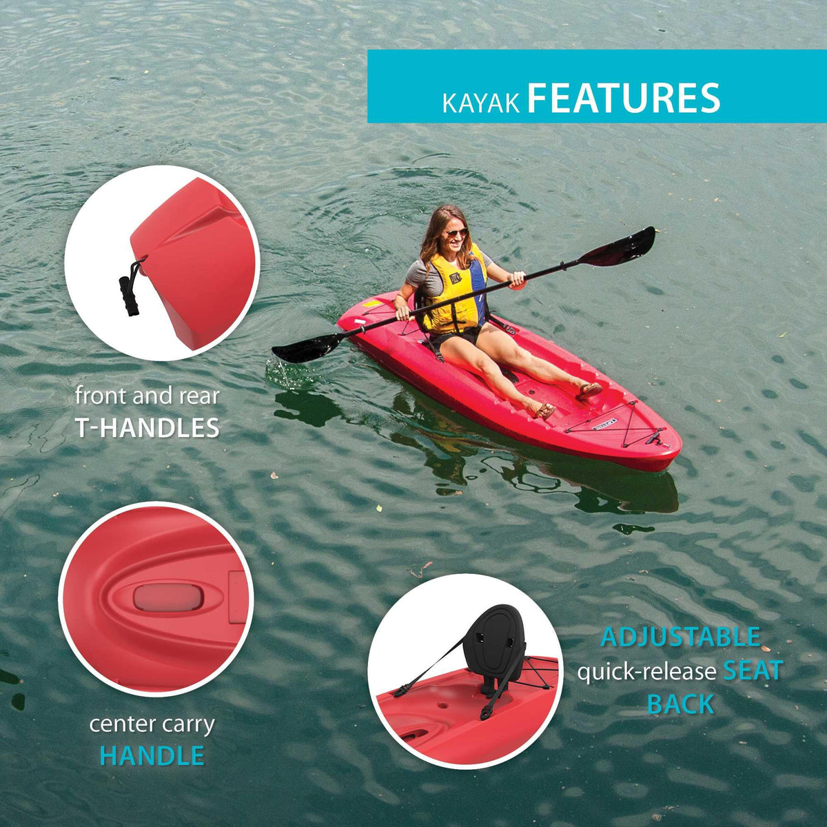 Lifetime Hydros 101 inch Sit-on-Top Kayak, Orange (90595)