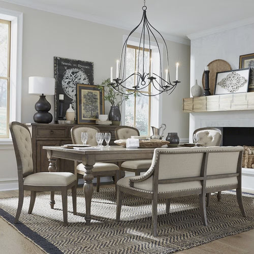 Liberty Furniture Americana Farmhouse Optional 6 Piece Leg Table Set in Dusty Taupe & Black color