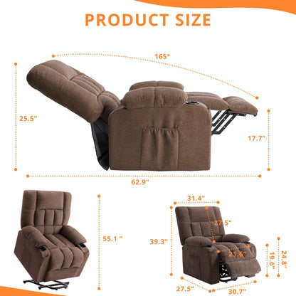 Recline Chair, 21.6"W Oversize Accent Armchair with Storage Bag, Modern Chair for Living Room, Bedroom, Gray