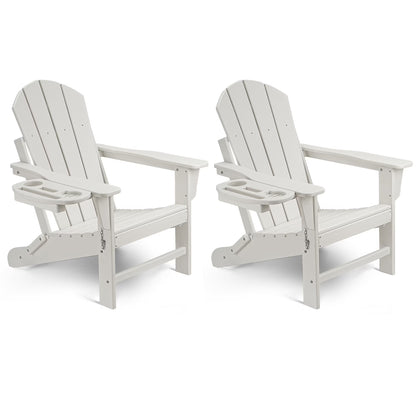 FOOWIN HDPE Plastic Adirondack Chairs Set of 4, Black