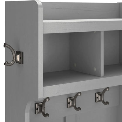 Woodland 40W Hall Tree and Shoe Bench with Shelves in Gray - Engineered Wood