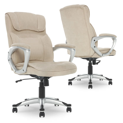 Serta Hannah Office Chair in Fawn Tan Linen Metallic Finish