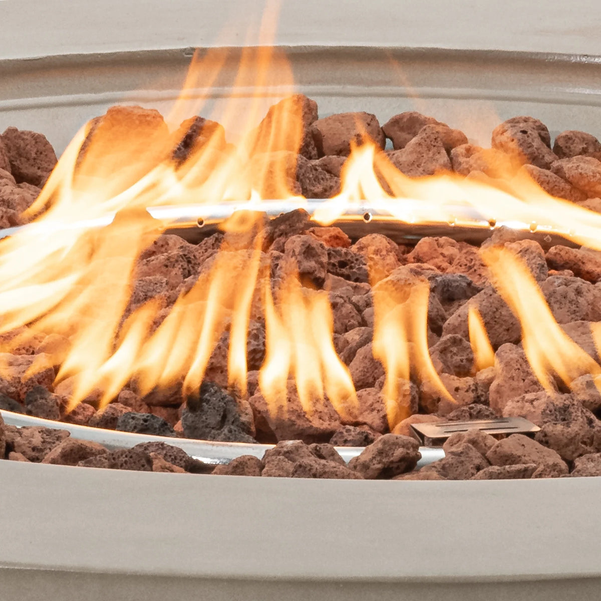 COSIEST Outdoor Round Terrazzo Concrete White firepit Table