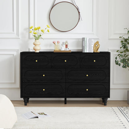 YOCWO 3 Drawer Nightstand, Classic Chest of Drawers with Arc Edge, Walnut