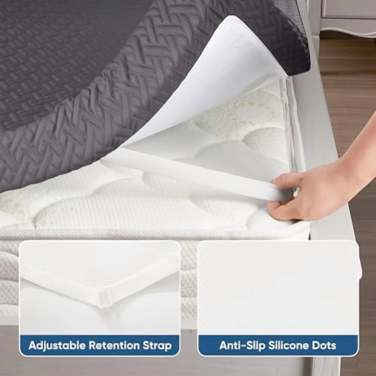 Memory Foam Mattress Topper King Size, 3 Inch Gel Infused Cooling Mattress Pad with Breathable Bamboo Cover, Pressure Relief & Machine Washable Bed Topper 76"x80" Gray