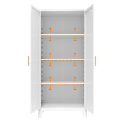 Homy Casa 70.8" White Tall Storage Cabinet with 4 Adjustable Shelves for Kitchen, Pantry Cupboard