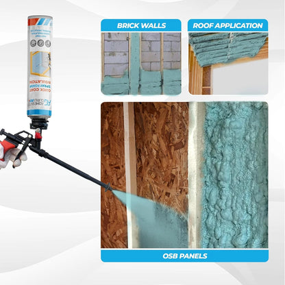 Adhesive Guru Spray Foam Insulation Kit (18 x 32.80 oz/930 gr - 360 Board feet), Self-Expanding Adhesive Foam, Closed Cell Heat Insulation & Acustic Spray with Cleaner and Dispensing Gun- 18 Pack