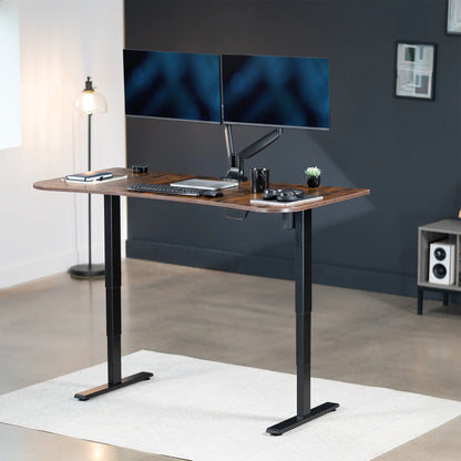 VIVO Reclaimed Wood / Black 63�?x 32�?Electric Height Adjustable Stand Up Desk