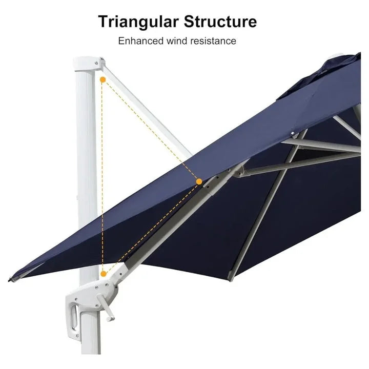 PURPLE LEAF 9 �� 11.5 FT Patio Umbrella White Cantilever Offset Umbrella Rectangle Outdoor Umbrella with 360�� Rotation for Garden Deck Pool, Beige