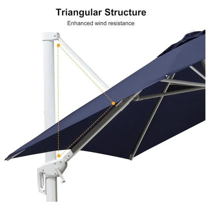 PURPLE LEAF 9 �� 11.5 FT Patio Umbrella White Cantilever Offset Umbrella Rectangle Outdoor Umbrella with 360�� Rotation for Garden Deck Pool, Beige