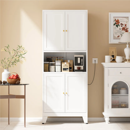 Elegant 69" Tall Modern Kitchen Pantry,Metal Storage Cabinet with Adjustable Shelves,Pantry Storage Cabinet for Kitchen,Dining Room,Living Room,Blue