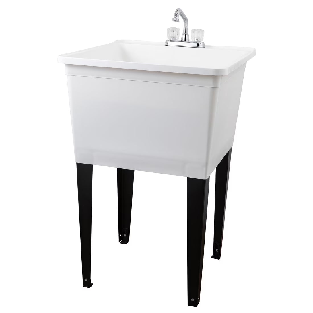 Tehila Freestanding Black Utility Sink with Black Faucet for Laundry Room