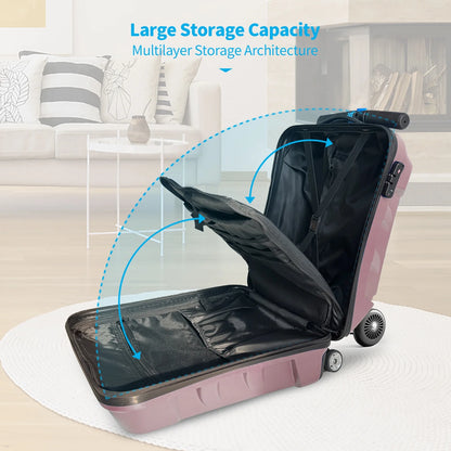 TABU Scooter Luggage for Kids & Adults, Carry on Luggage with Wheels for Kids Ages 6-15,Blue