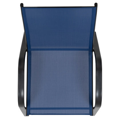 BizChair 5 Pack Black Outdoor Stack Chair with Flex Comfort Material and Metal Frame