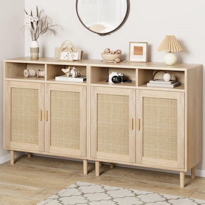 NEILA Rattan Cabinet with 2 Doors and Shelf, Modern Accent Furniture, 1 Piece