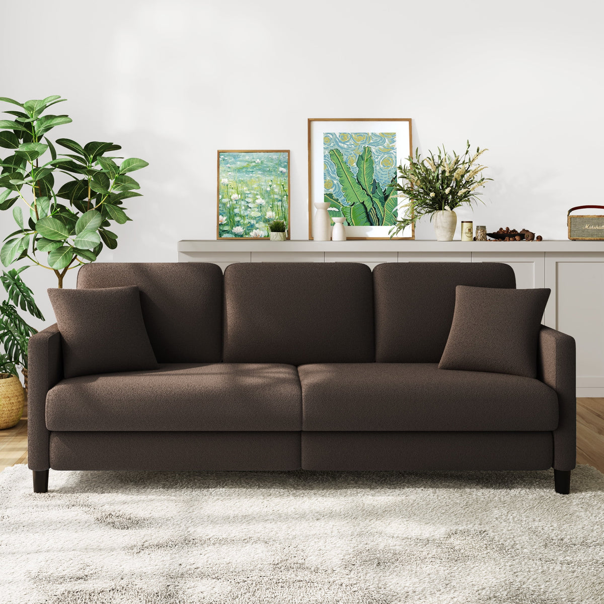 Domusensus Sofas for Living Room, 82" Loveseat Sofa, Couches for Living Room Included 2 Pillows, Teddy Fleece Love Seat Couches, Small Couch, Blue
