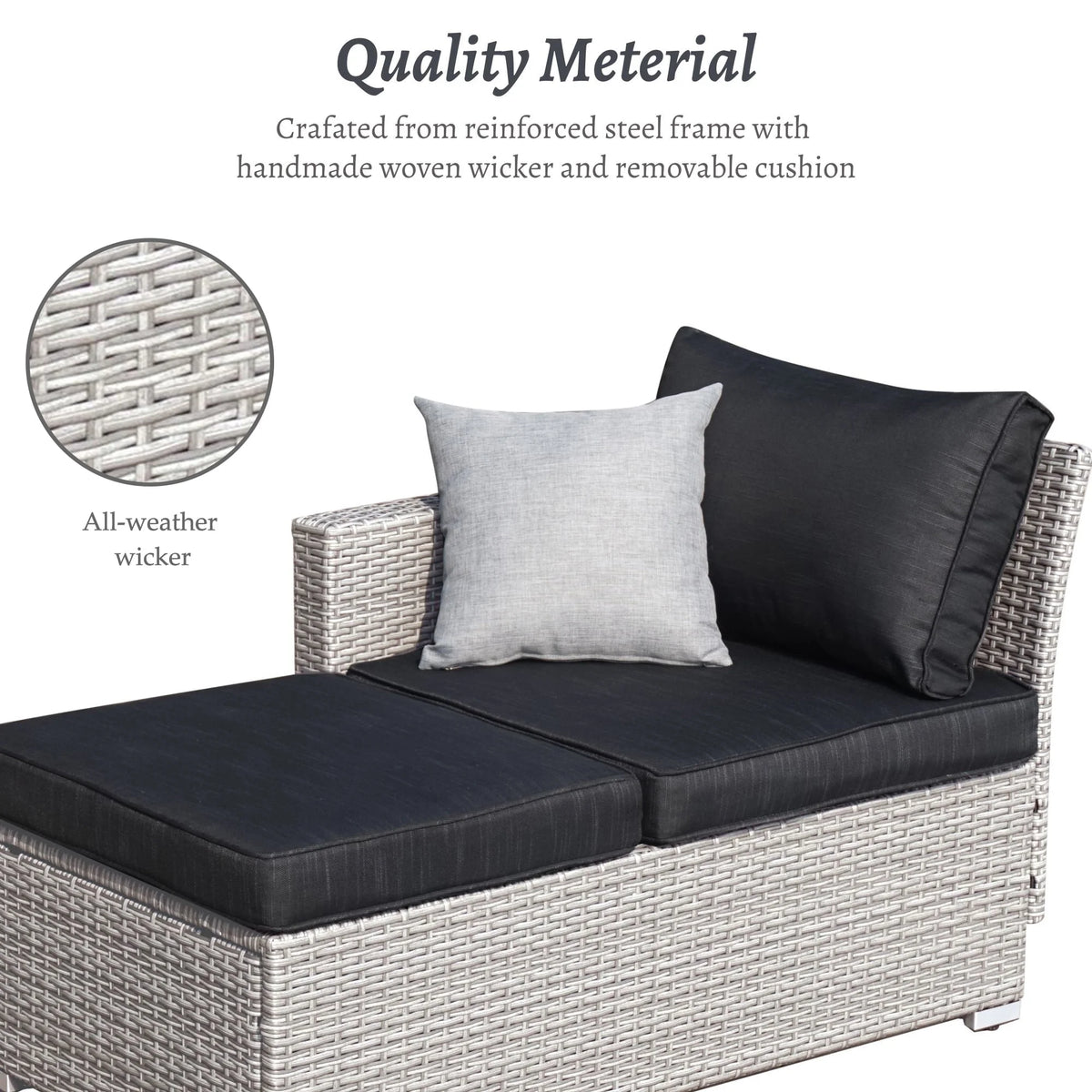 SUNTONE Patio Sectional Set - 3 Pieces Outdoor Conversation Set Wicker Rattan Outdoor Furniture Sofa with Table, Beige