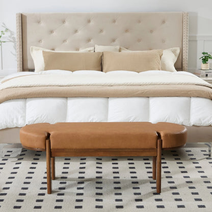 Dayalane 51" Modern Upholstered Bedroom Bench, Linen End of Bed Bench with Wooden Legs for Living Room, Entryway,Hallway Footrest, Beige