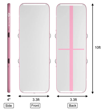 Goplus 10FT Air Track Inflatable Gymnastics Tumbling Mat w/ Pump Pink