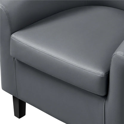 Renwick Faux Leather Barrel Accent Chair for Living Room, Set of 2, Black