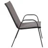 BizChair 5 Pack Black Outdoor Stack Chair with Flex Comfort Material and Metal Frame
