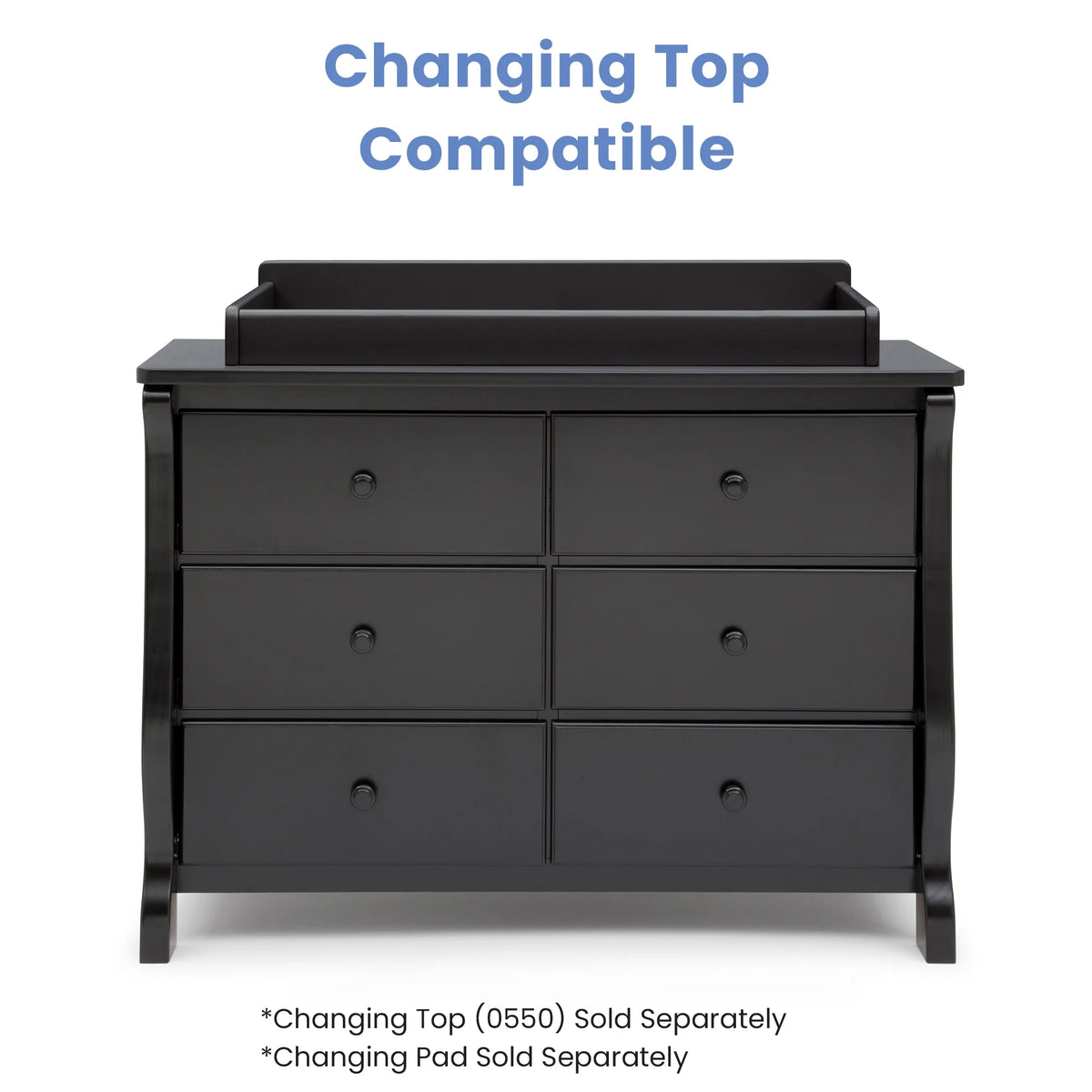 Delta Children Universal 6 Drawer Dresser with Interlocking Drawers - Greenguard Gold Certified, Grey