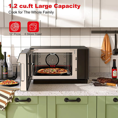 Galanz  4-in-1 ToastWave with TotalFry 360, Convection, Microwave, Toaster Oven, Air Fryer, 1000W,1.2 Cu.Ft, LCD Display, Cook, Sensor Reheat, Stainless Steel