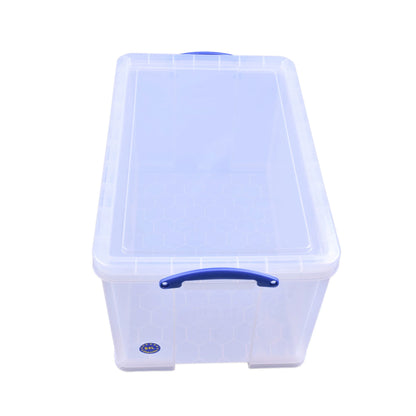 Really Useful Box 84L Storage Bin w/Snap Lid & Clip Lock Handle, 2 Pack,