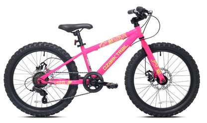 20" Ozark Trail Vibe Mountain Bike, 7 Speed, Fits Rider 3'11"-4'4", Pink, Child/Tween/Teen, Unisex