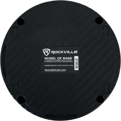 Rockville WHEEL OF BASS 8" Slim Under-Seat Powered Truck/Car Audio Subwoofer Sub