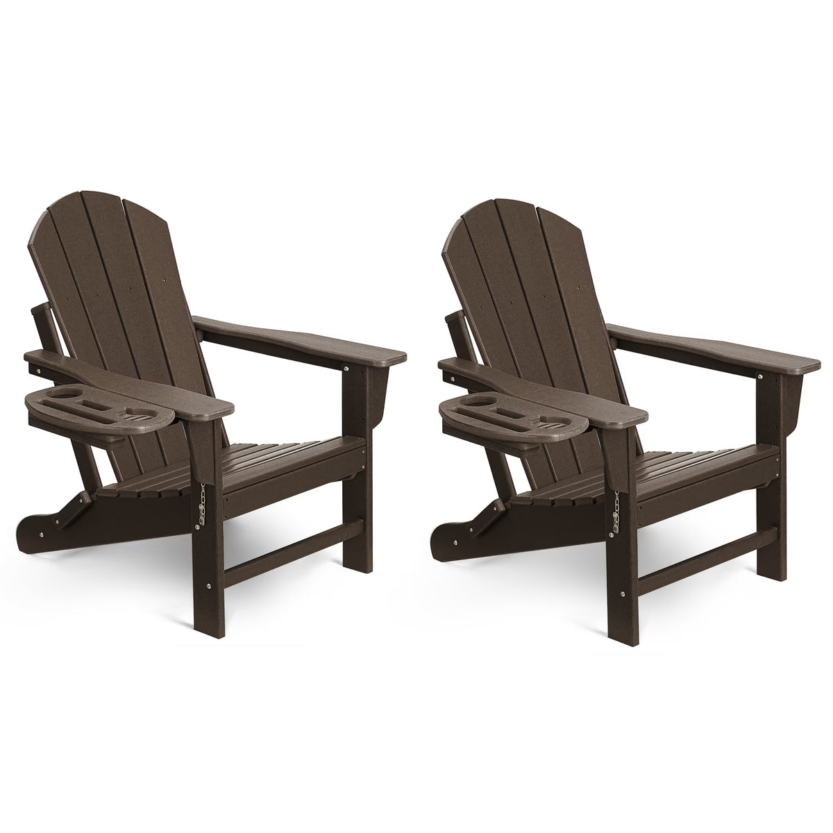 FOOWIN HDPE Plastic Adirondack Chairs Set of 4, Black