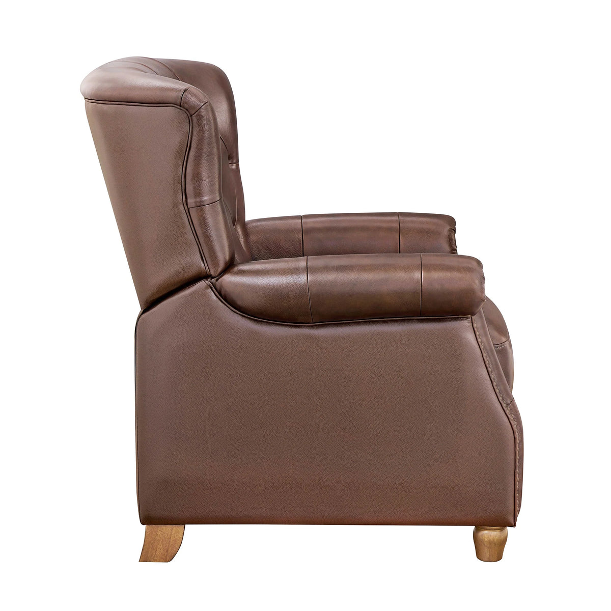 Pioneer Woman Harper Pushback Leather Recliner, Whiskey & Faux Cowhide Upholstery