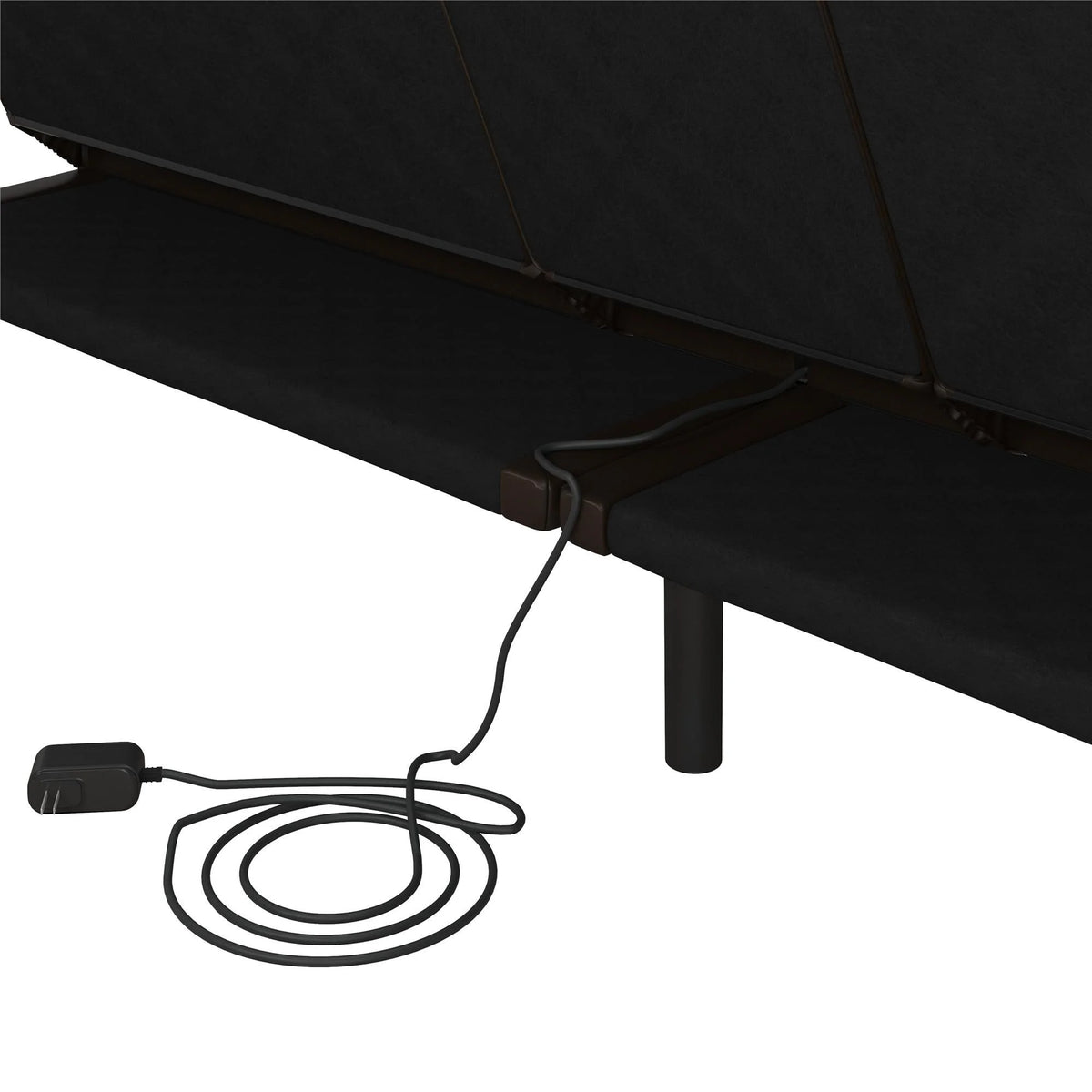Mainstays Memory Foam 71.5" Futon with Cupholder and USB, Black Faux Leather