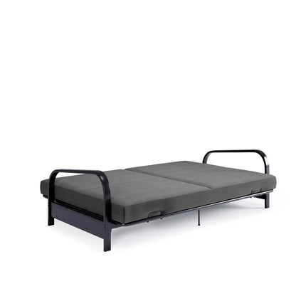 DHP College Metal Arm Futon, Black Frame with Gray Mattress
