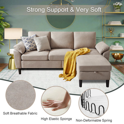 Pingliang Home Sectional Sofa Couch with Storage Ottoman,Modern 3 Seat L Shaped Sofa Couch for Living Room Apartment Studio Office