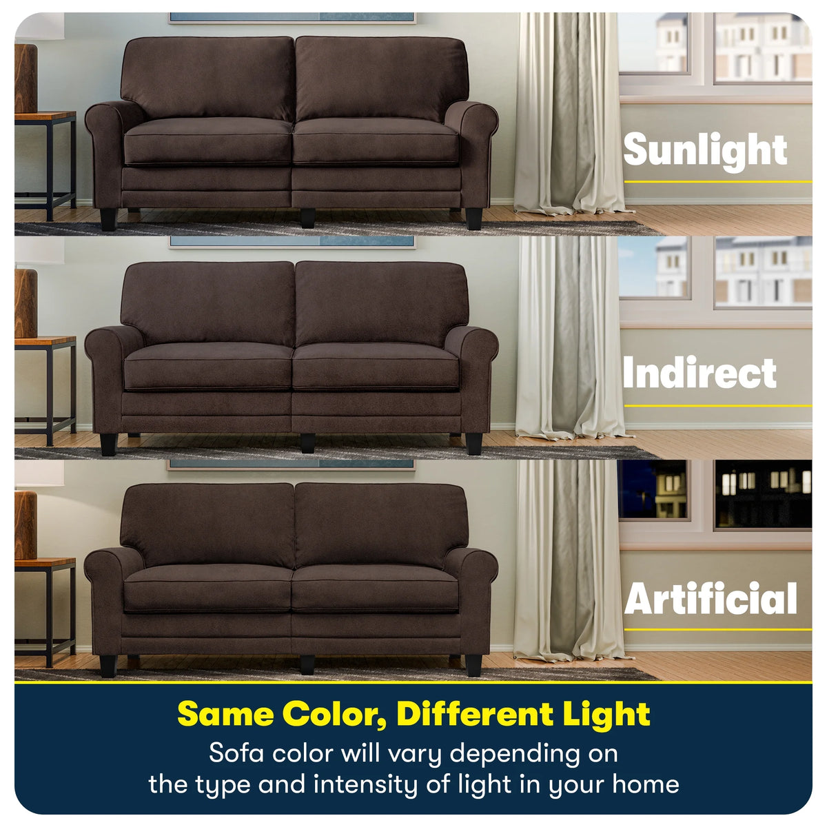 Serta Copenhagen 78" Rolled Arm Sofa with Removable Covers Dark Brown