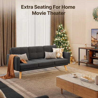 Lofka Sofa Couch with Large Storage Pockets and Soft Seats,Modern Loveseat Sofa for Apartment, Office, Bedroom,Deep Gray