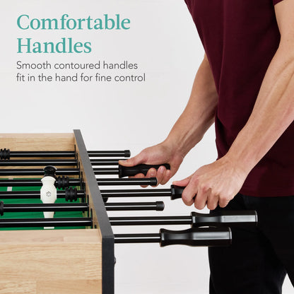 Best Choice Products Large 54in Full-Size Foosball Table for Home, Game Room w/ 2 Balls, 2 Cup Holders - Natural